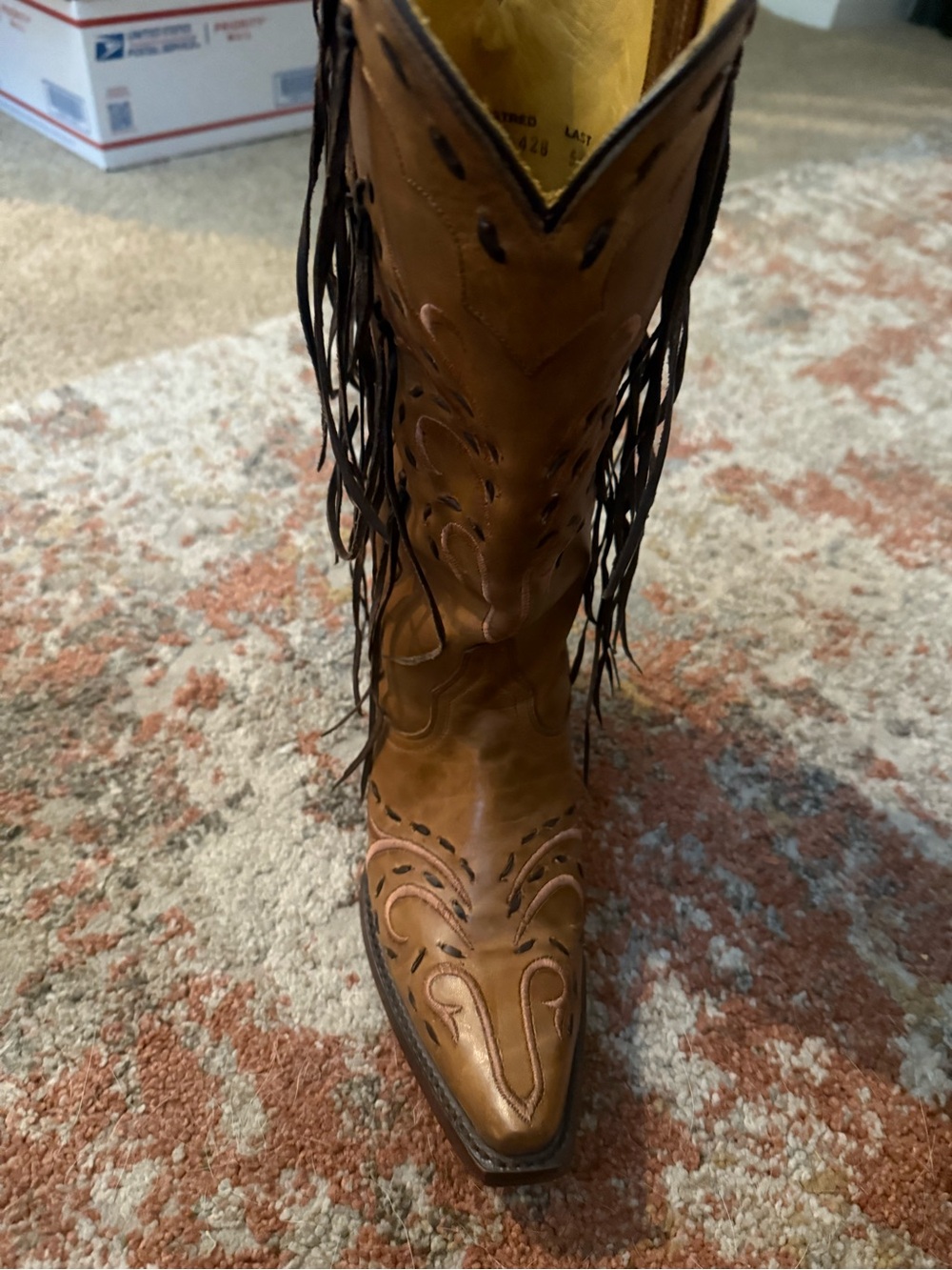 Women’s Tan Leather Fringe Western Boots